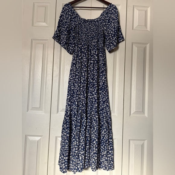 NWT Saltwater Luxe Blue & White Baltic Floral Tiered Skirt Maxi Dress Size Small - Picture 3 of 10